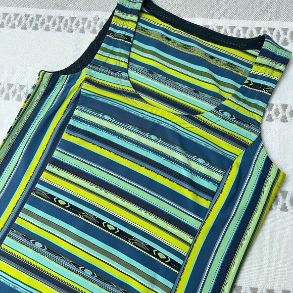 Royal Robbins Green Blue Striped Sleeveless Performance Hiking Activewear Tank - Picture 6 of 9